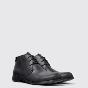 Mil 1913 Black Leather Ankle Boots for Men.