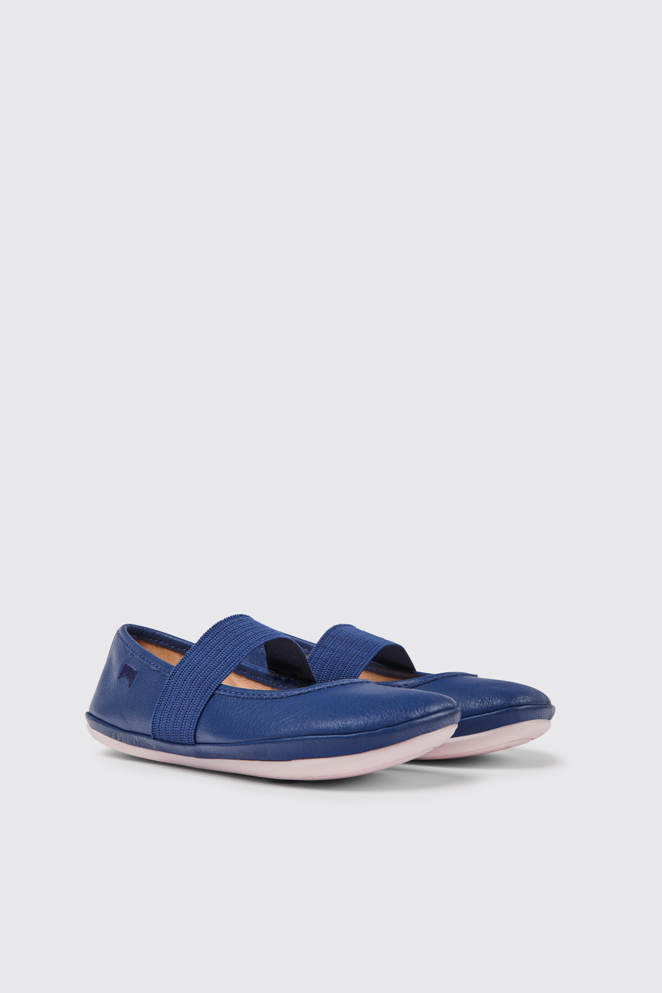 Right Blue leather ballerinas for girls