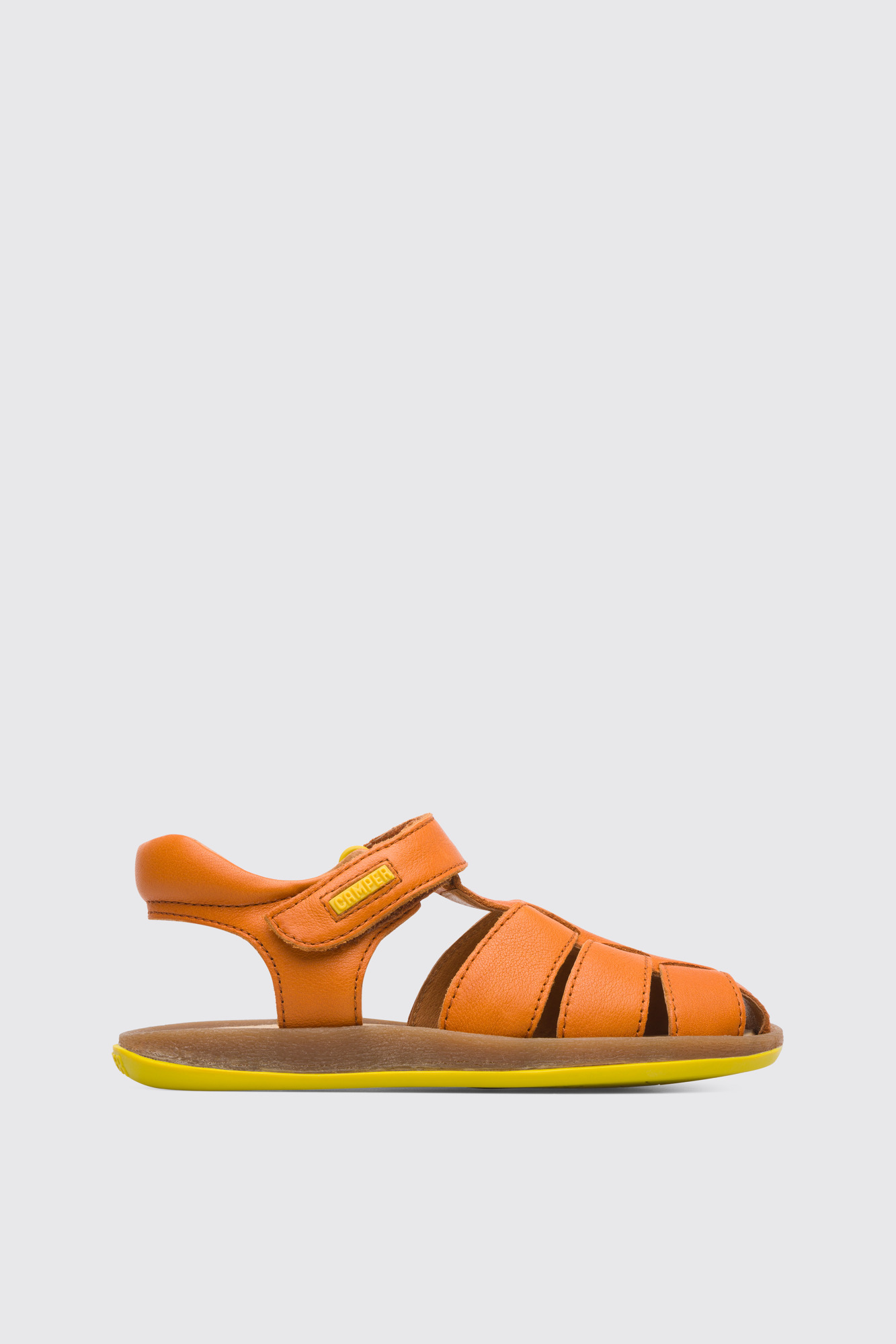Bicho Closed dark orange T-strap sandal for kids