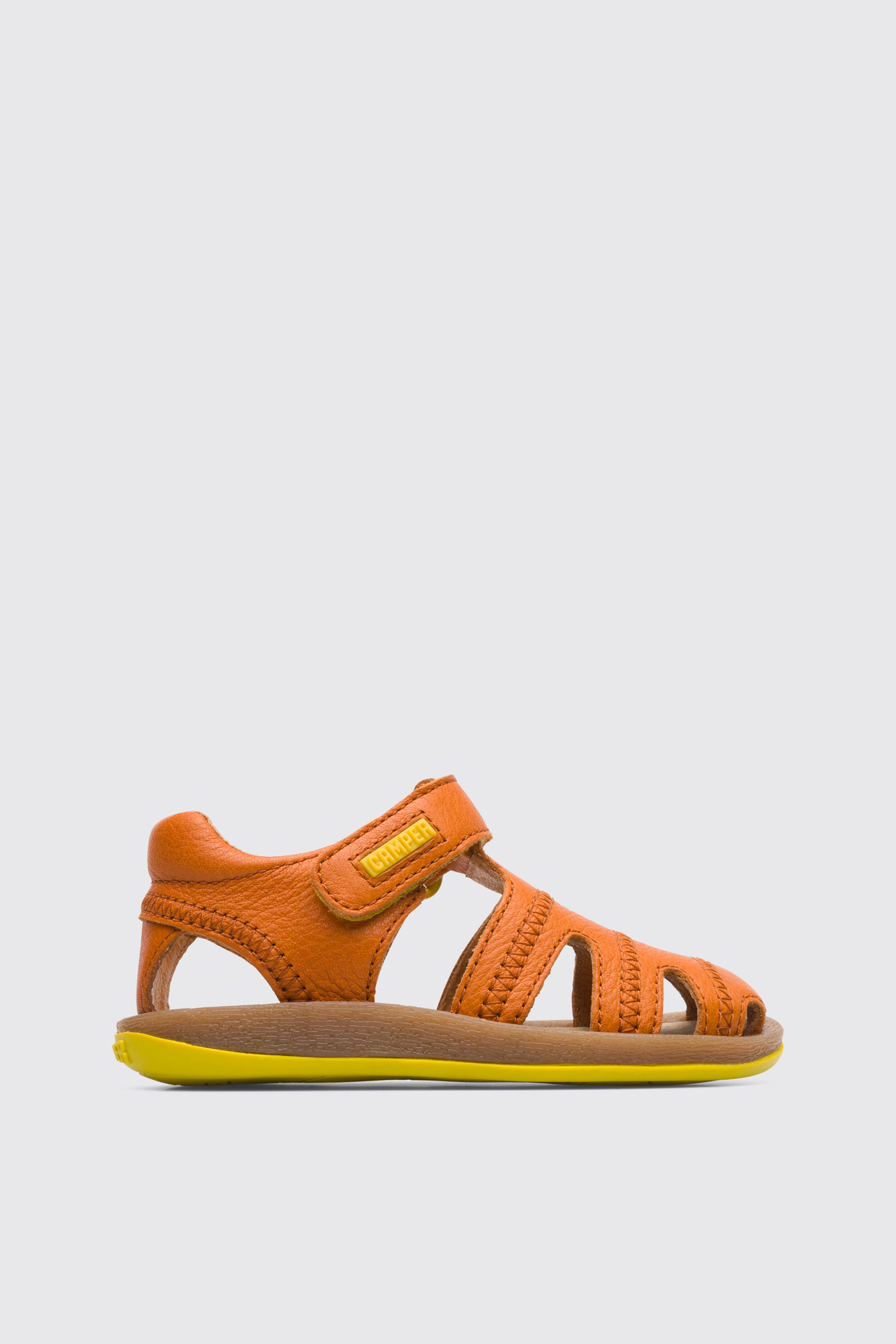 Bicho Closed dark orange T-strap sandal for kids