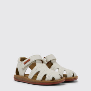 Bicho White leather sandals for kids