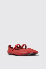Right Red leather shoes for women