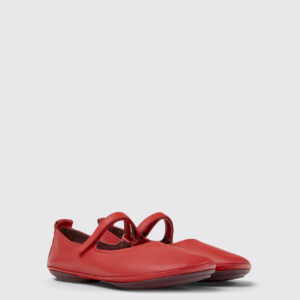 Right Red leather shoes for women