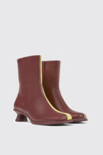 Twins Burgundy and yellow ankle boots for women