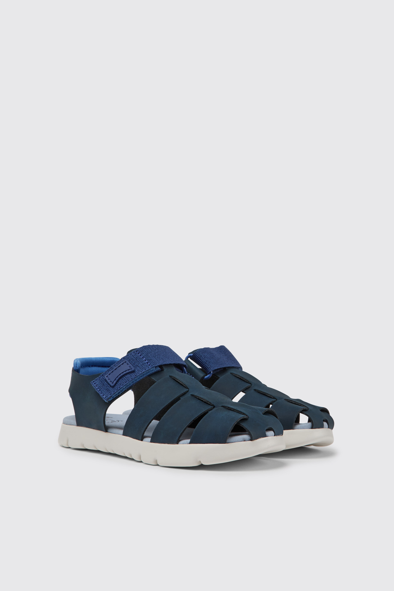 Oruga Blue leather sandals for kids