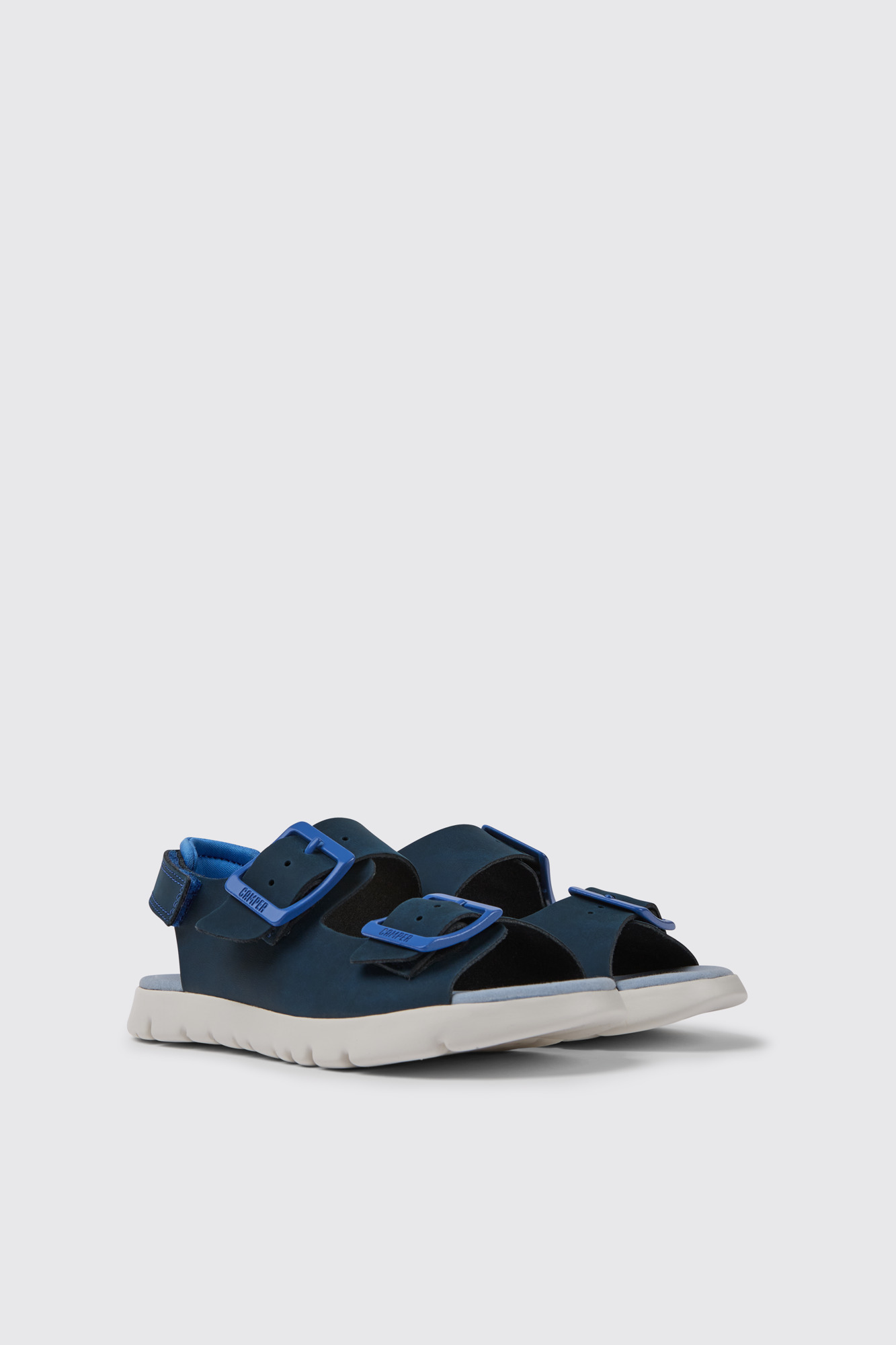 Oruga Blue leather sandals for kids