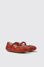 Twins Red leather ballerinas for girls