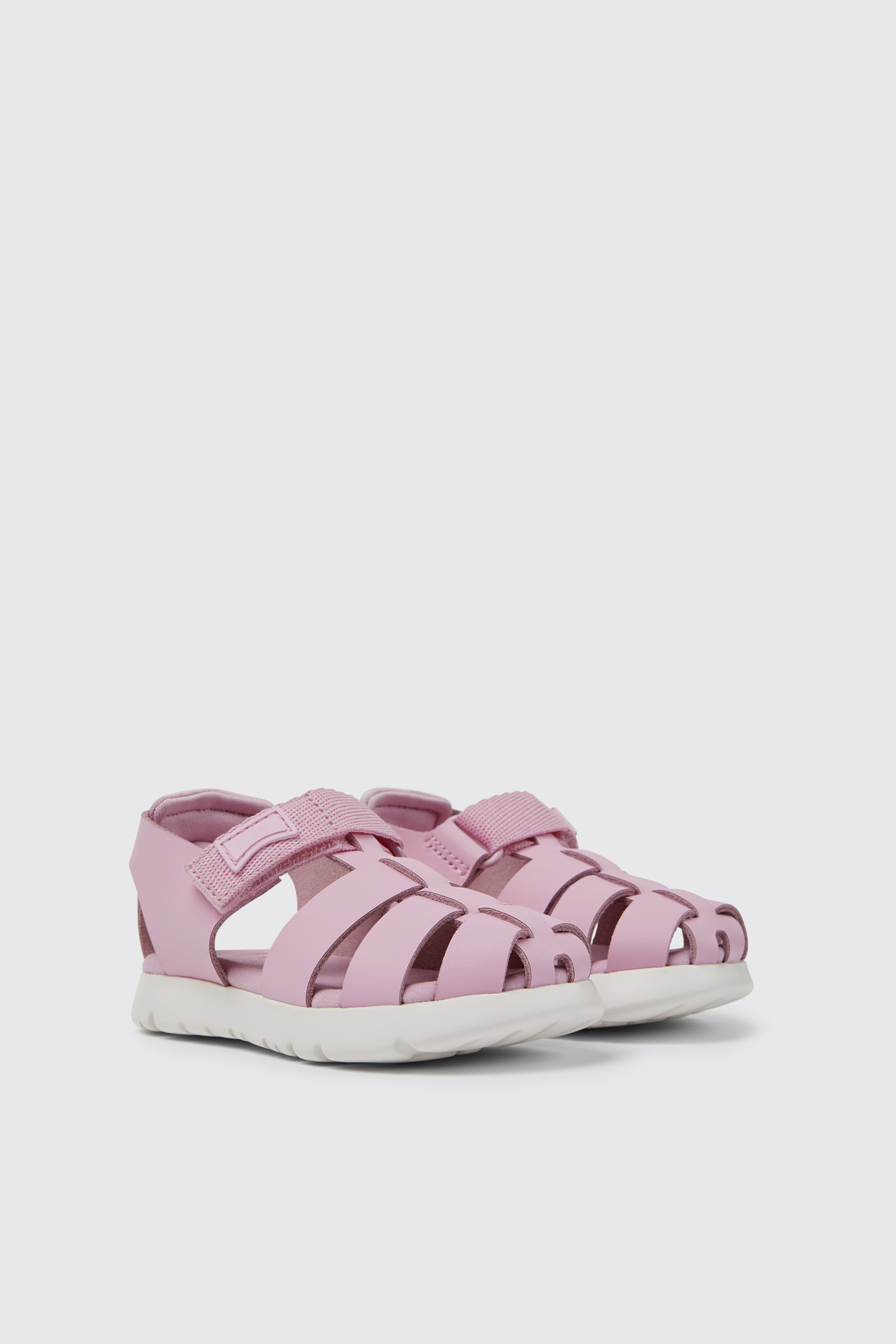 Oruga Pink leather and textile sandals