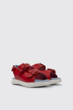 Oruga Red leather sandals for kids
