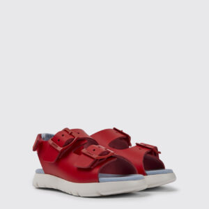 Oruga Red leather sandals for kids