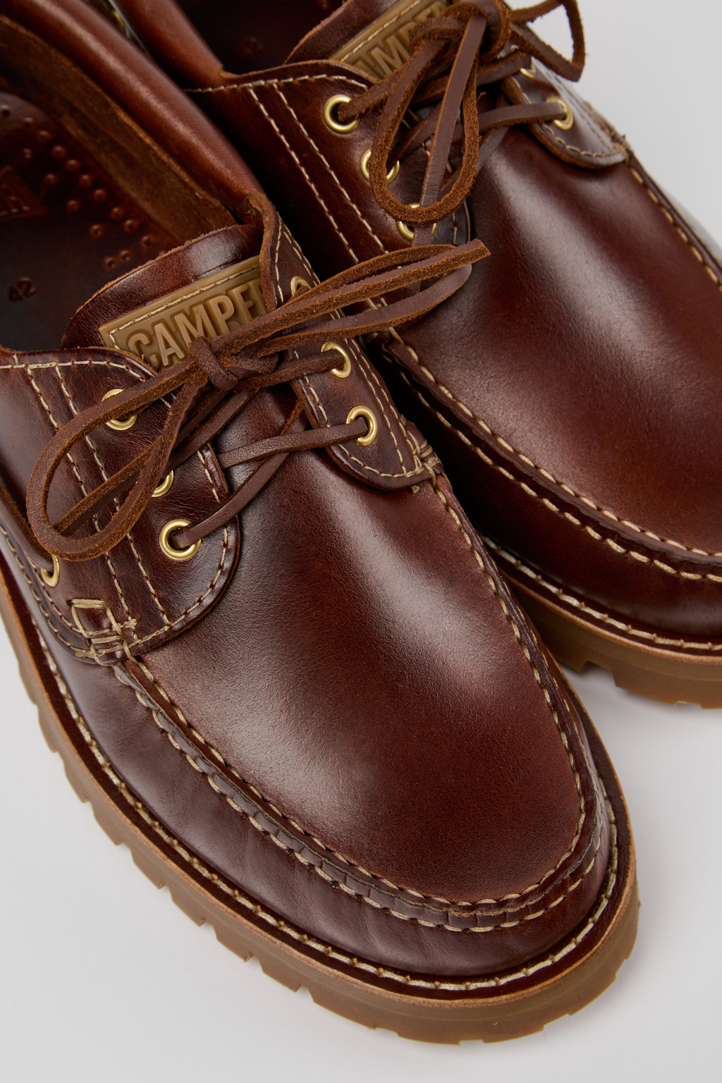 Nautico Brown Leather Nautical Moccasins for Men.