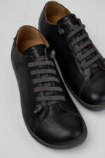 Peu Black Leather Shoes for Men.