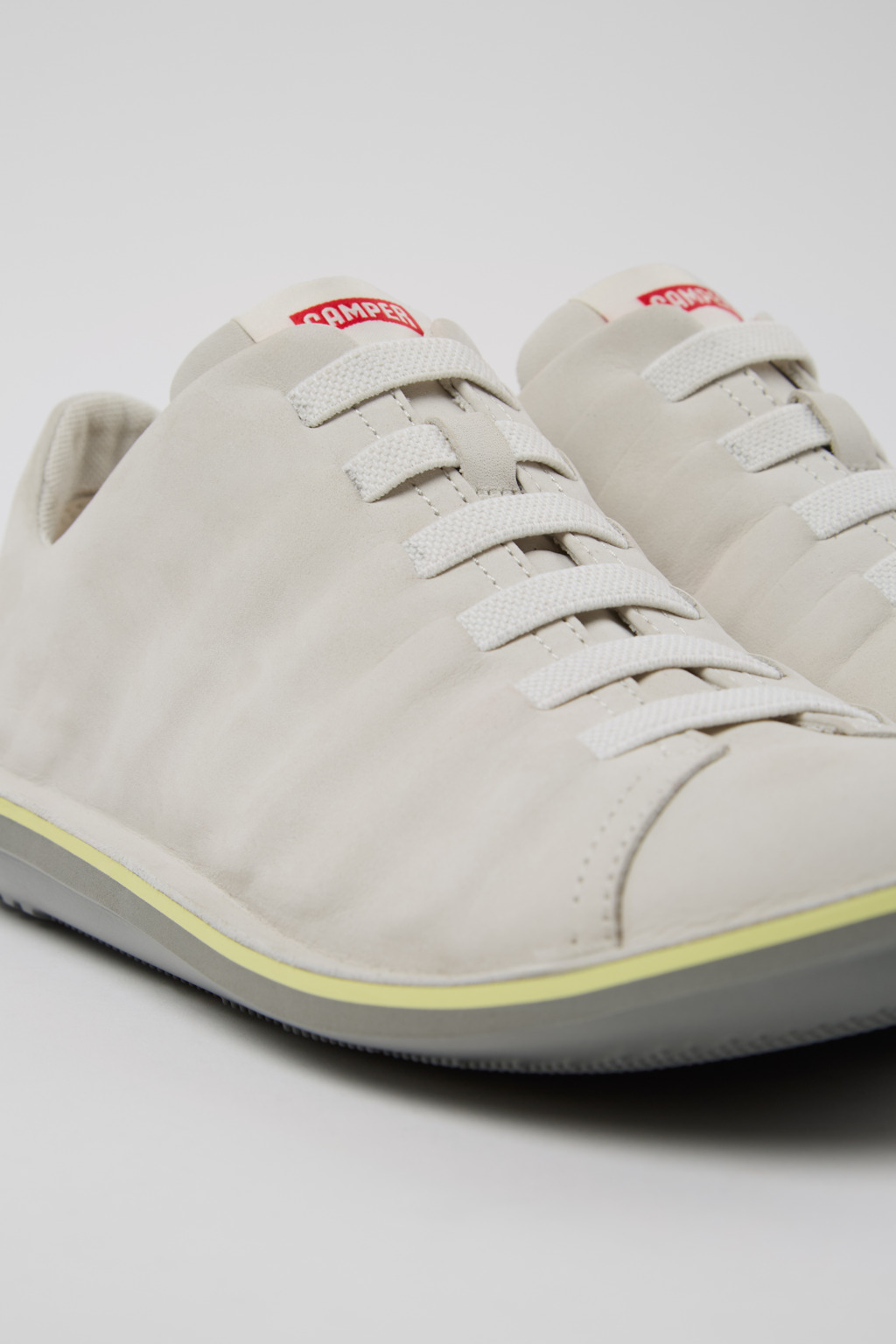 Beetle White Nubuck Shoes for Men.