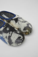 Wabi Blue and black recycled wool slippers for men