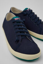 Peu Rambla Blue Recycled Cotton Sneakers for Men.