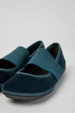 Right Green velvet leather ballerina shoes