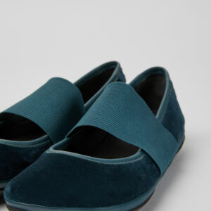 Right Green velvet leather ballerina shoes
