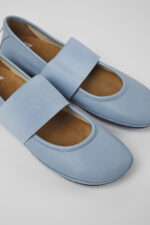 Right Blue leather ballerinas for women
