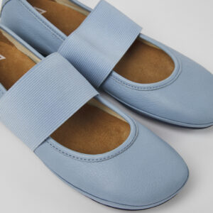Right Blue leather ballerinas for women