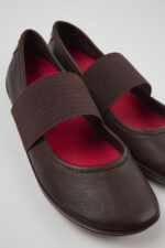 Right Burgundy leather ballerinas for women