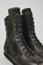 Pelotas Gray Leather Mid Boots for Men.