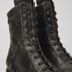 Pelotas Gray Leather Mid Boots for Men.