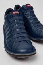 Beetle Blue Leather Ankle Boots for Men.