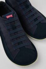 Beetle Blue Recycled Cotton and Nubuck Ankle Boots for Men.