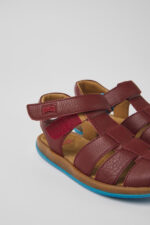 Bicho Burgundy leather sandals for kids