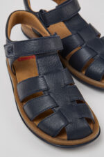 Bicho Blue Leather Closed Sandals for kids.