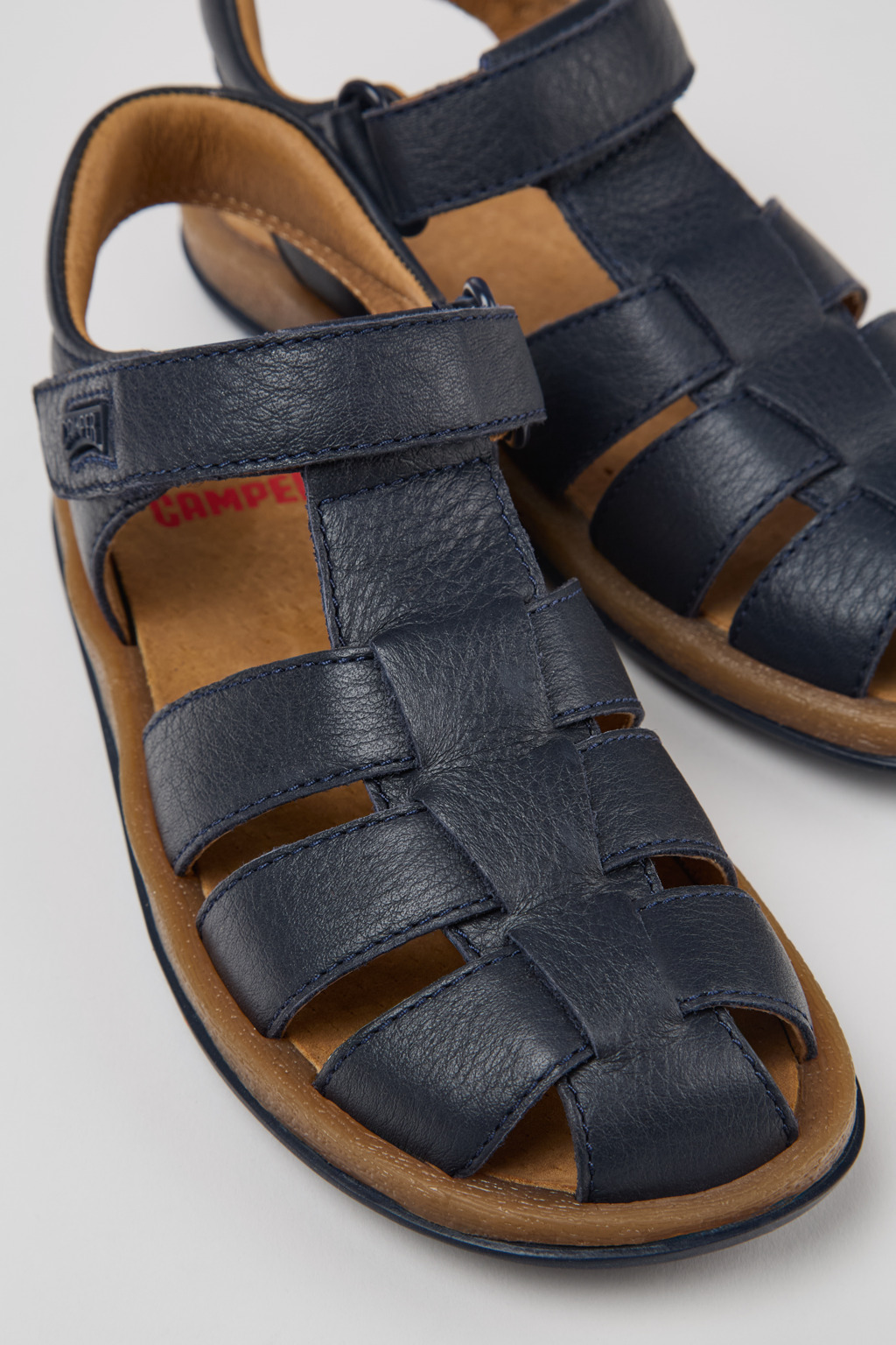 Bicho Blue Leather Closed Sandals for kids.
