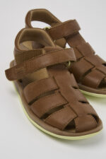 Bicho Brown Leather Closed Sandals for kids.