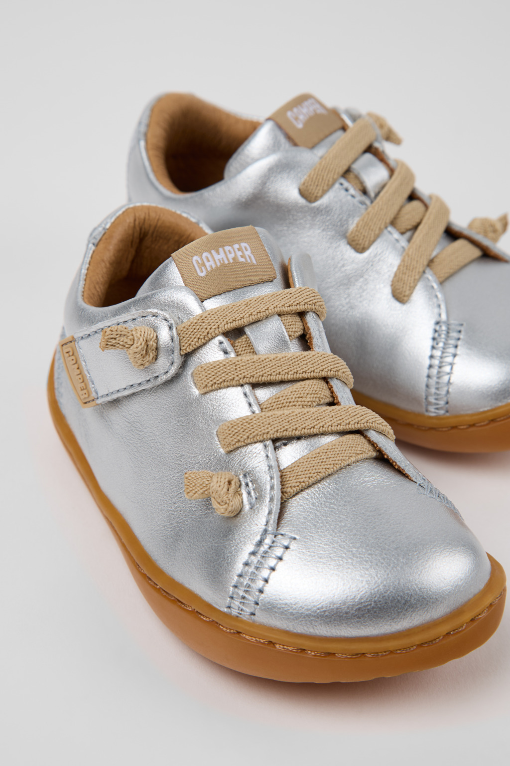 Peu Gray Leather Shoes for kids.