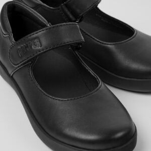 Spiral Comet Black Leather Shoes for Kids.