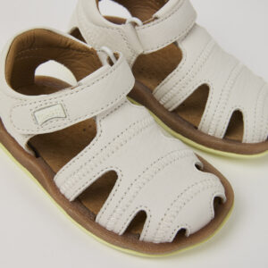 Bicho White Leather Closed Sandals for kids.