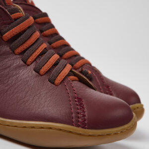 Peu Burgundy leather ankle boots for kids