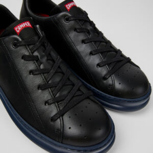 Runner Black Leather Sneakers for Men.