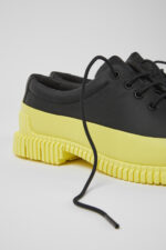 Pix Black and yellow leather lace-up shoes for men