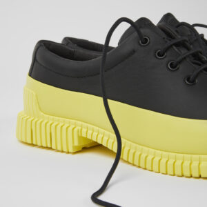 Pix Black and yellow leather lace-up shoes for men