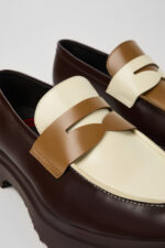 Twins Brown and white leather loafers for men