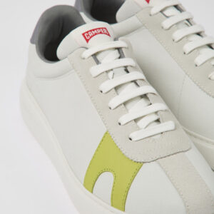 Runner K21 White non-dyed leather and nubuck sneakers for men