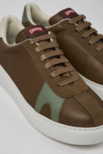 Twins Brown leather and nubuck sneakers for men