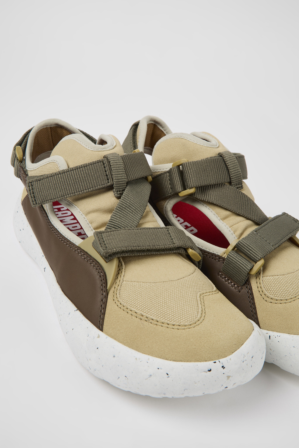 Peu Stadium White non-dyed leather and textile semi-open sneakers for men