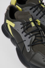 Twins Dark gray and yellow leather sneakers for men