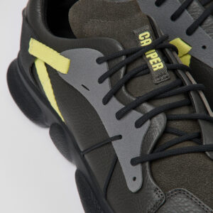 Twins Dark gray and yellow leather sneakers for men