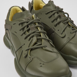 Karst Green leather and textile sneakers for men