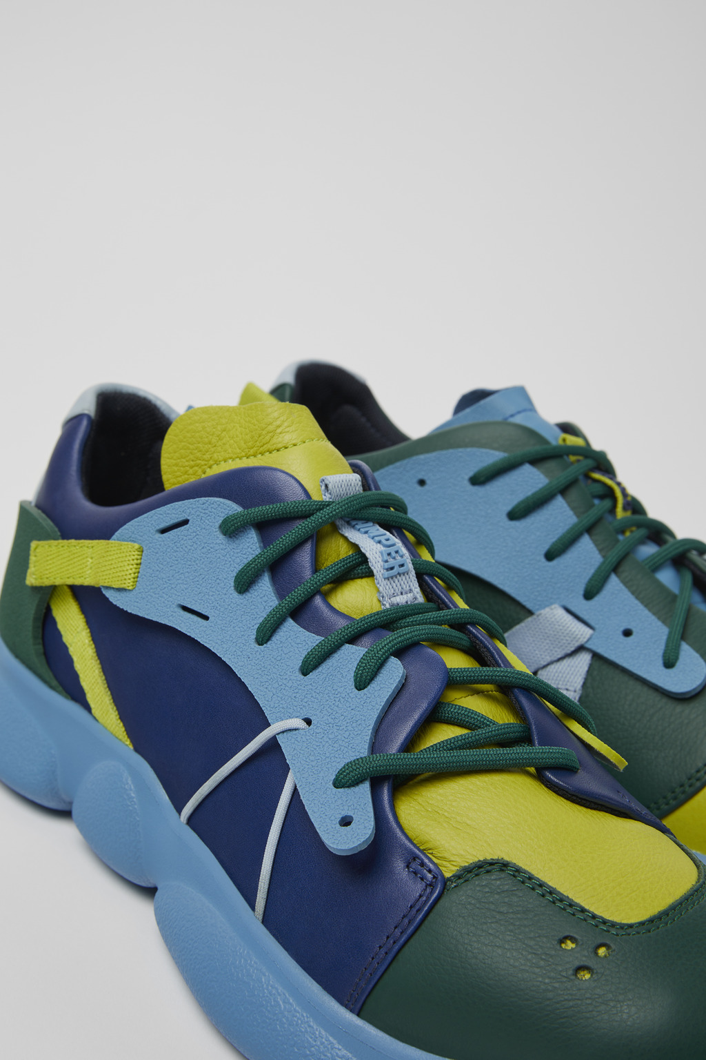Twins Multicolored leather and textile sneakers for men