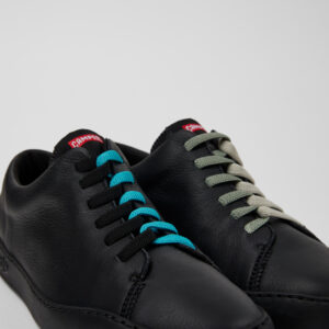 Twins Black Leather Sneakers for Men.