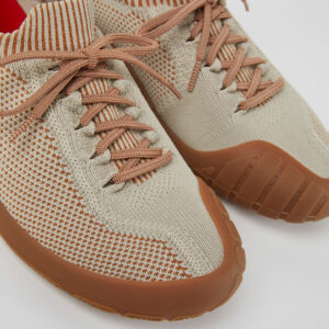 Path Gray and brown textile sneakers for men