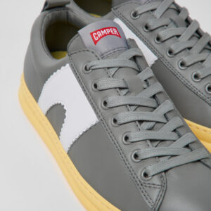 Runner Gray and yellow leather sneakers for men